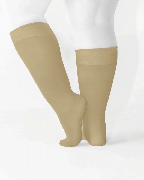 1532 Plus Caramel Knee High Trouser Nylon Socks 